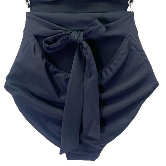 Albion Black Check Castaway One Piece Swimsuit Size Small Black Gingham Zip Back - Picture 11 of 16